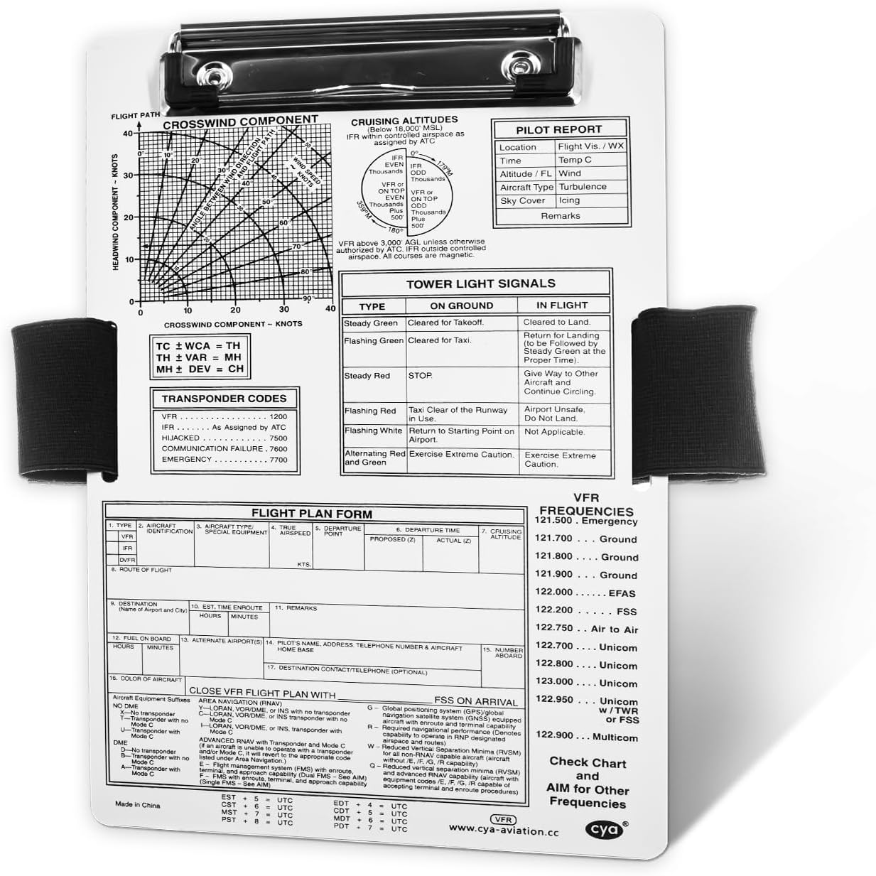 CYA New VFR Pilot Kneeboard (Incluede Strap), Upgrade Aluminum Kneeboard Aviation - Metal Clip, Practical Pen Holder and Comfortable Velcro Strap