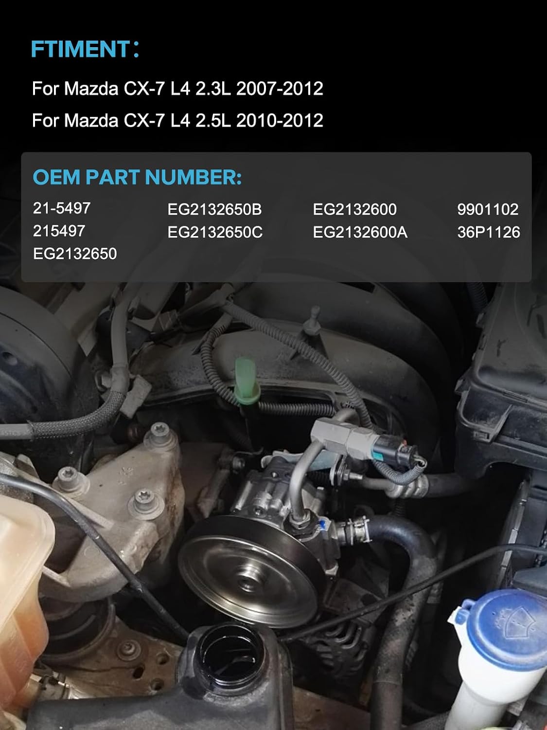 TAUTOY 21-5497 Power Steering Pump with Pulley For Mazda CX-7 2007 2008 2009 2010 2011 2012, 2.3L 2.5L, EG2132600A EG2132600R0B