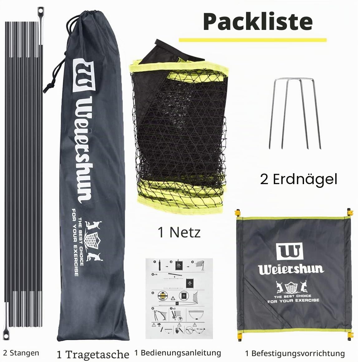 BEFANS Tragbares Badminton-Netz-Set für Garten, Pickleball, Kinder-Volleyballnetz am Strand, einfach aufzubauendes Netz mit Tragetasche Indoor-Outdoor-Sport, kein Werkzeug oder Heringe erforderlich