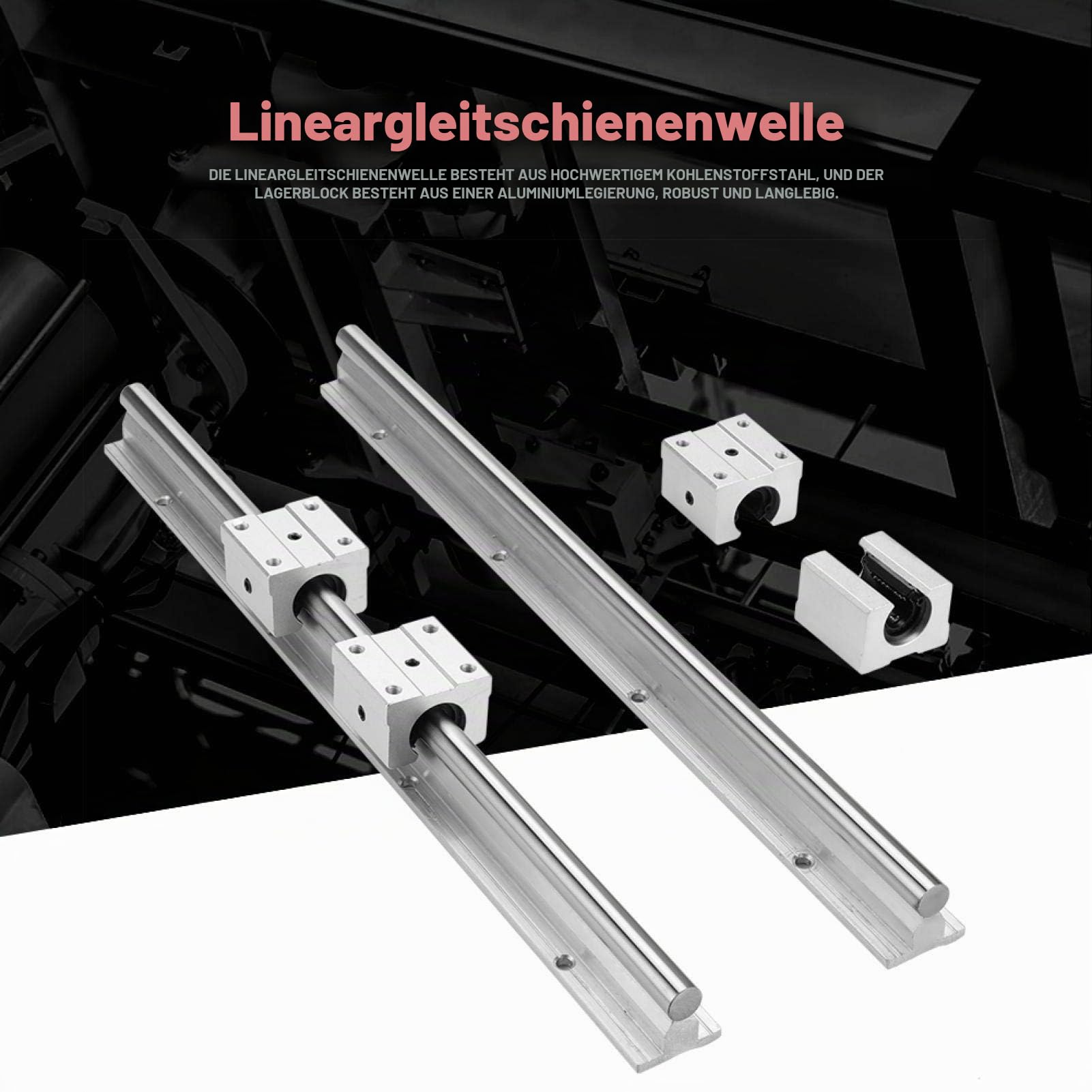 Linearlager, 2 Stücke SBR12-400mm 12mm DIY CNC Router Zubehör, Lineargleitschiene Führungswelle + 4 Stücke SBR12UU Linear Motion Lagerblock