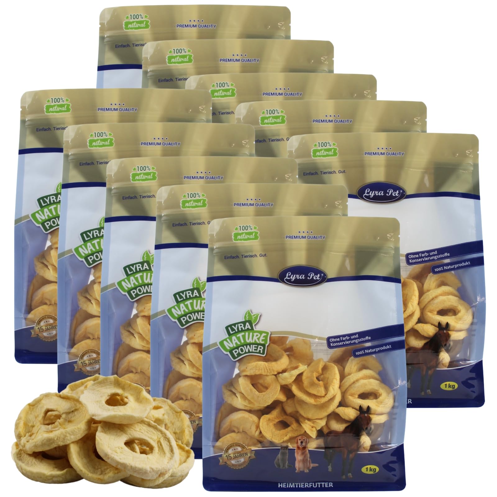 Lyra Pet® 10 kg Äpfel getrocknet Futter für Vögel, Pferde, Nager &Reptilien | Reich an Vitaminen & Ballaststoffen - Nährstoffreiches & natürilches Futter - Apfelscheiben ideal als Ergänzung