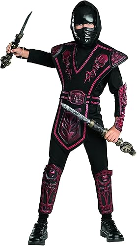 Rubies Disfraz de ninja guerrero con calaveras rojas para niños M Un solo color