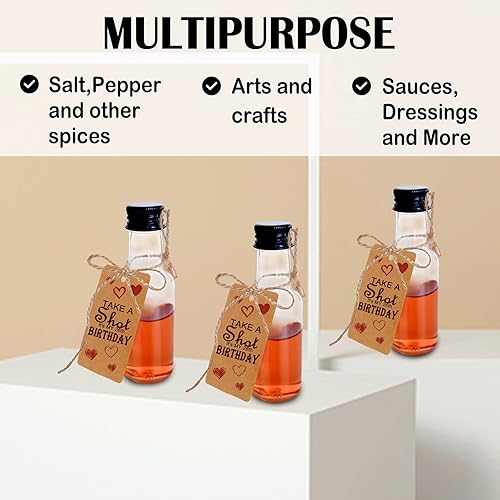 Miniatura 5 de Aweyka Mini Liquor Bottles, 24 Pack Airtight Plastic Spirit Bottle with Black Cap, 1.7oz Mini Empty Plastic Alcohol Shot Bottles with 1 Funnels, 24