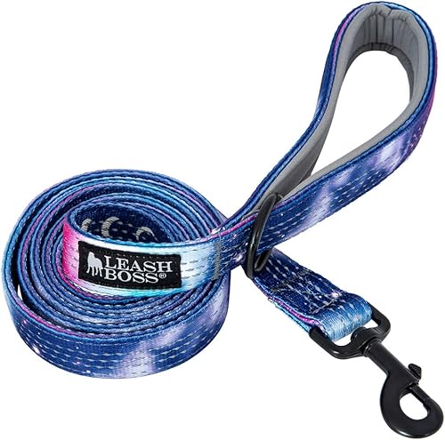 Miniatura 3 de Leash Boss Collar reflectante con estampado Martingale y correa de 6 pies con asas acolchadas, cuello mediano de 14.5 a 17 pulgadas, patrón espacial