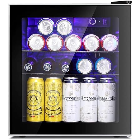 Antarctic Star Mini Fridge Cooler - 70 Can Beverage Refrigerator Glass Door for Beer Soda or Wine – Glass Door Small Drink Dispenser Machine Clear Front Removable for Home, Office or Bar, 1.6cu.ft