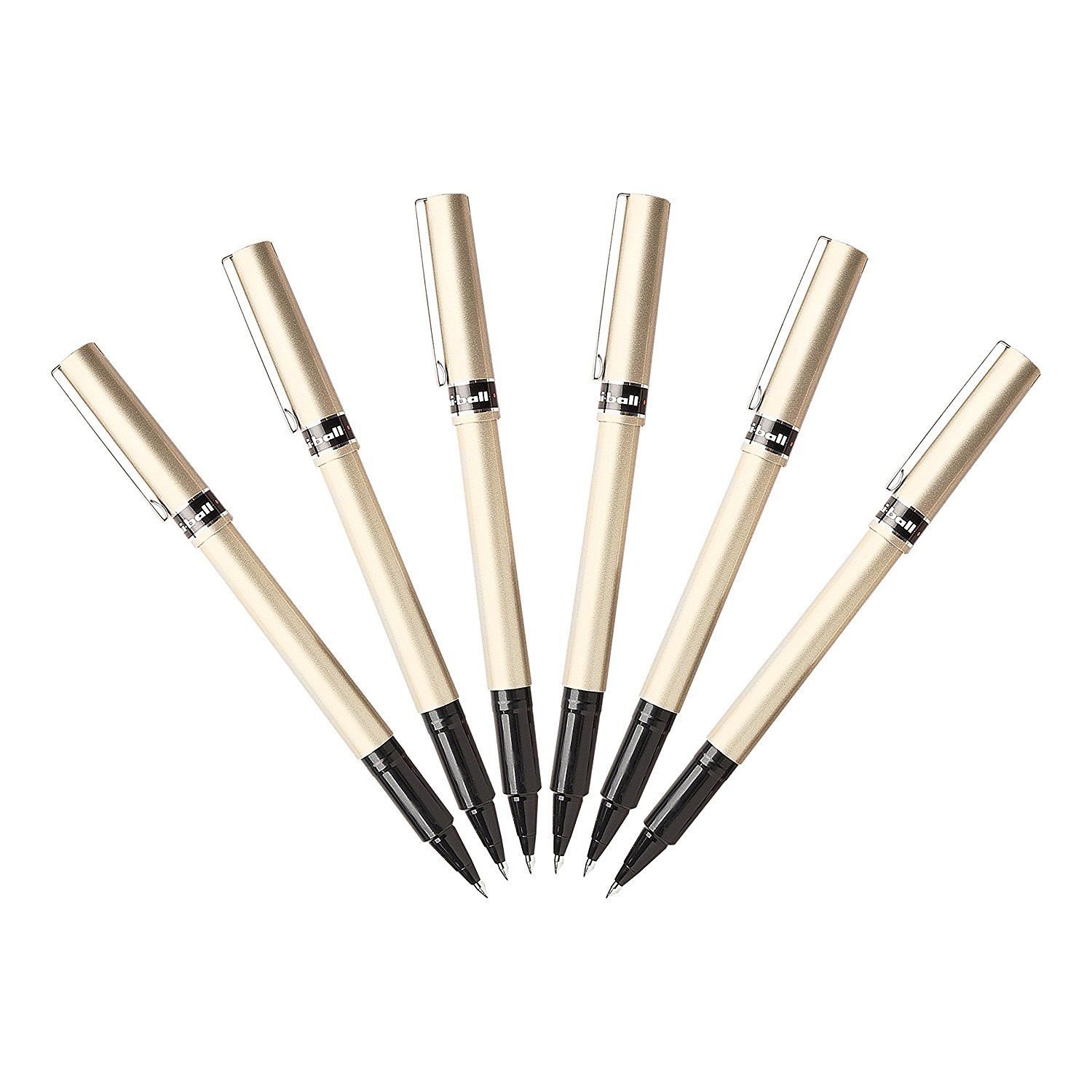 Deluxe Rollerball Stick Pens, 6-Count (Fine Point (0.7mm), Black Ink)