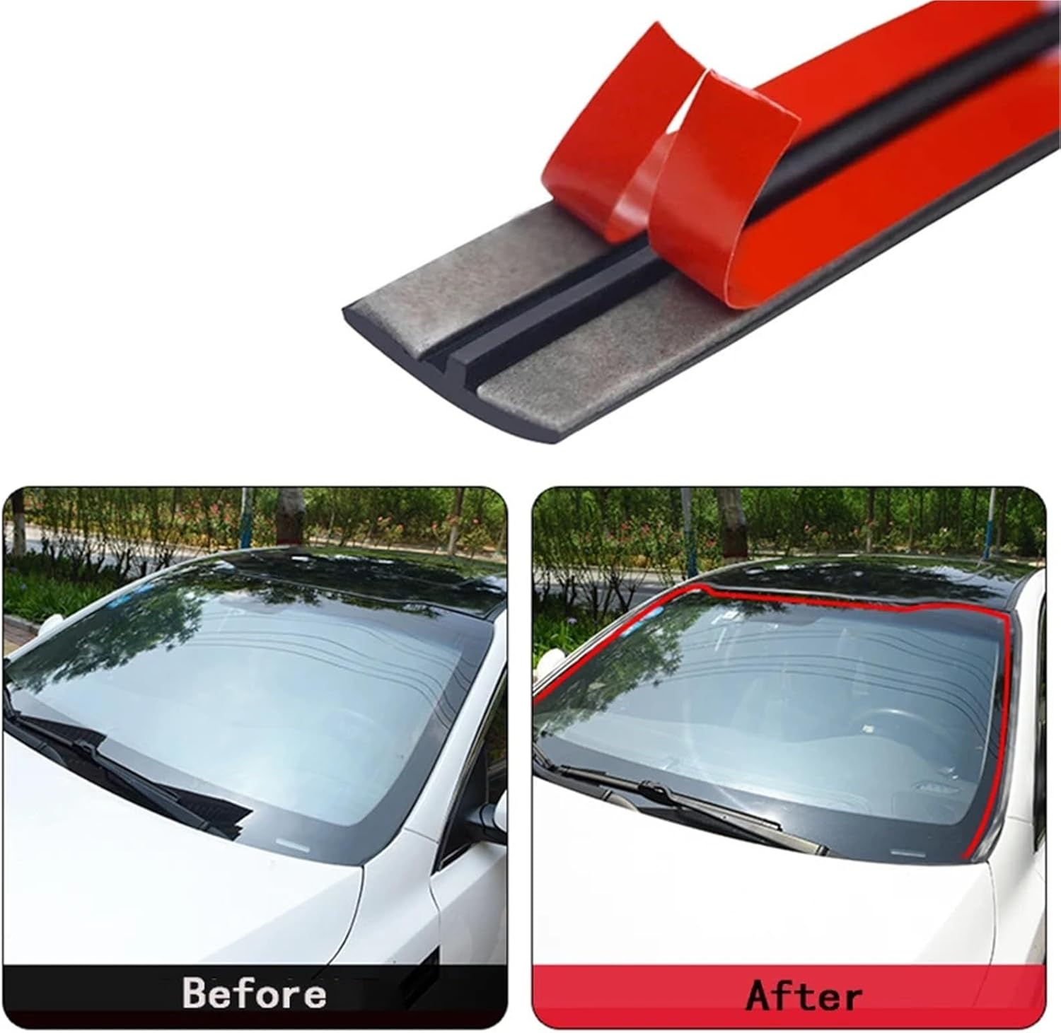 Car Windshield Roof Protection Sticker Rubber Seal Strips for dio Fit CRV Accessories(14MM)