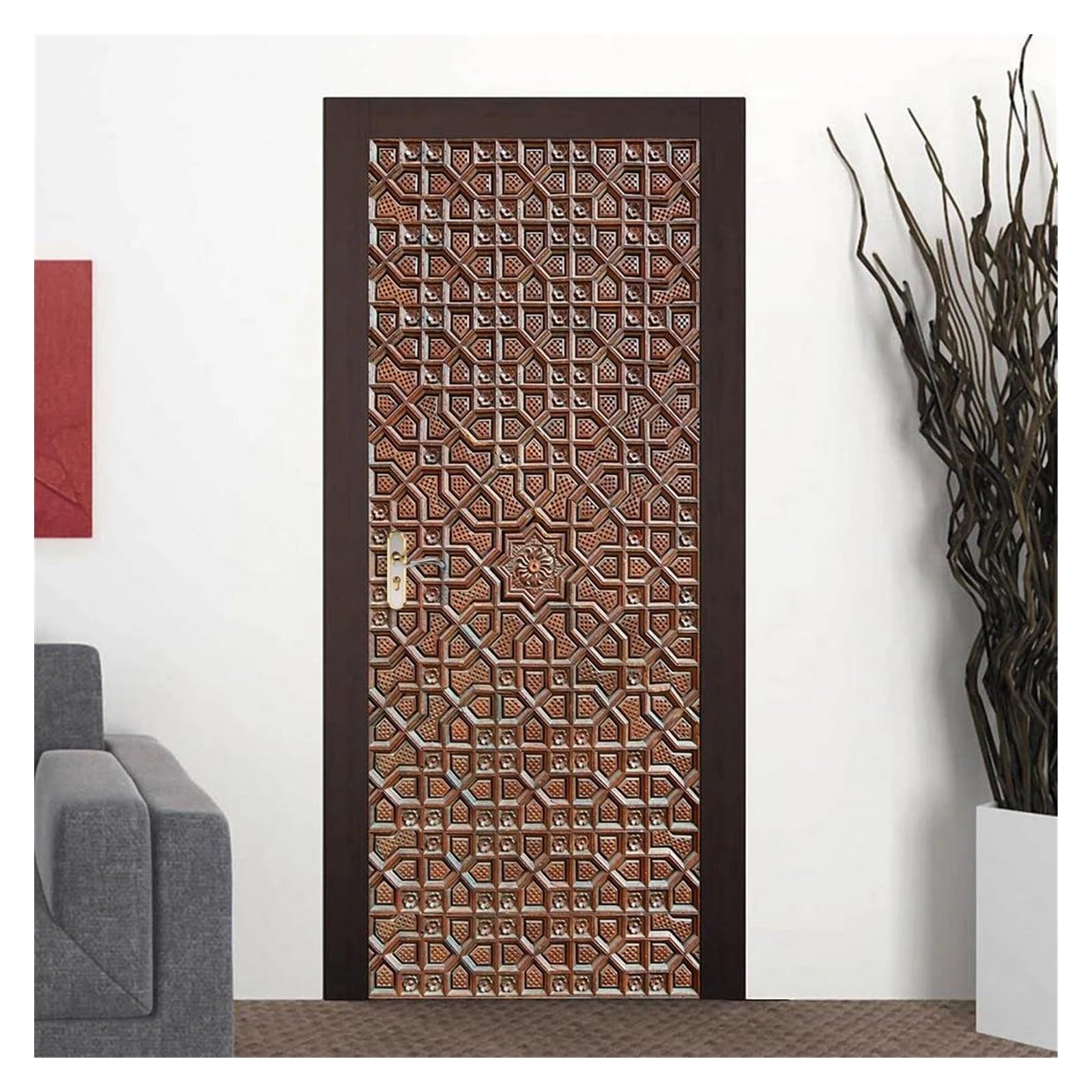 Sticker de porte effet bronze 77x200cm pour masquer les imperfections et relooker une cuisine