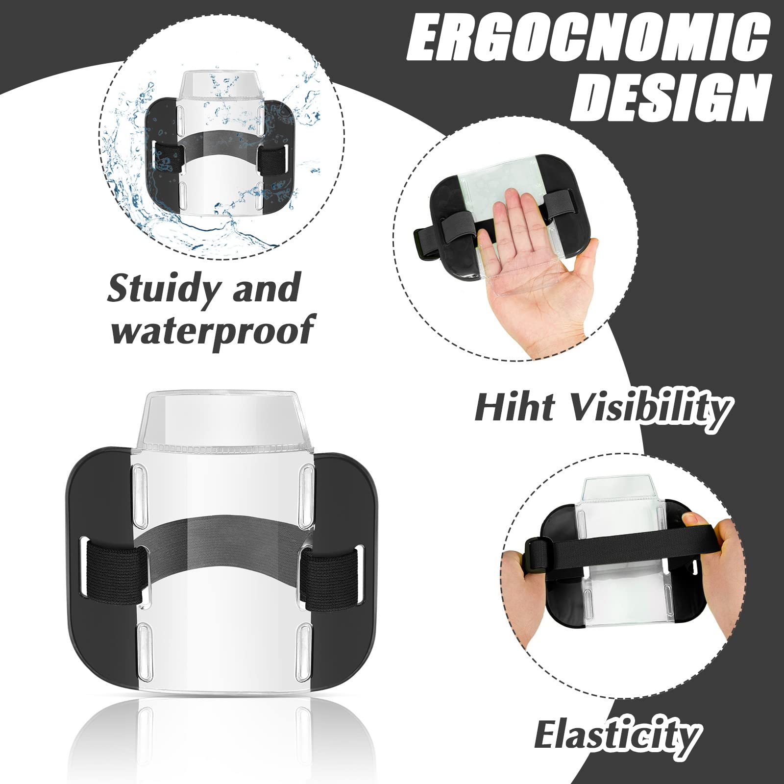 ID/SIA License Badge Holder Set Include Arm Badge Holder Black Clip On