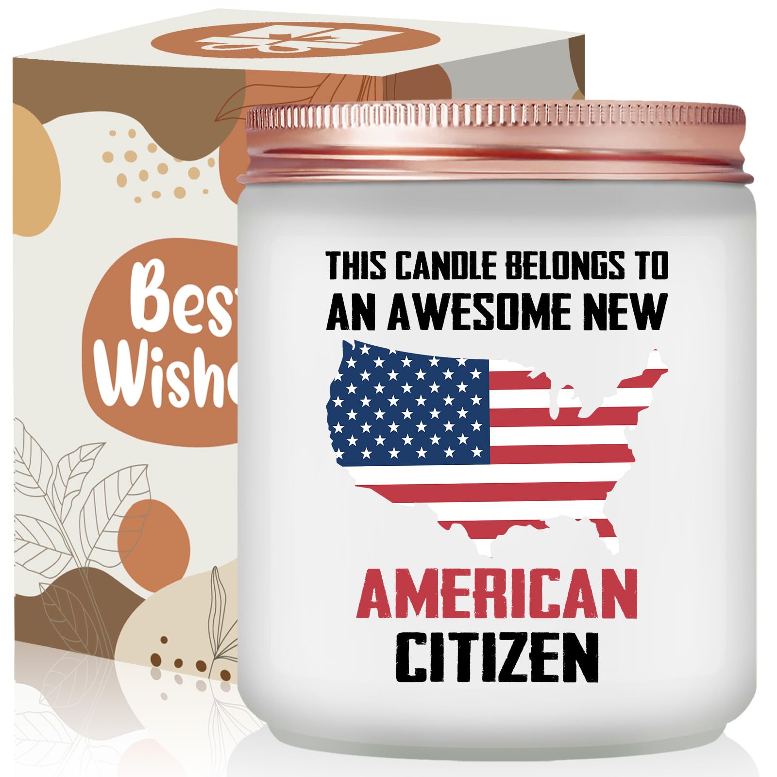 New American Citizenship Gifts - Congratulations New American Citizen Present - Cool US Flag Candle Gifts for 2025 US Citizenship, Women, Men, Friends, Family