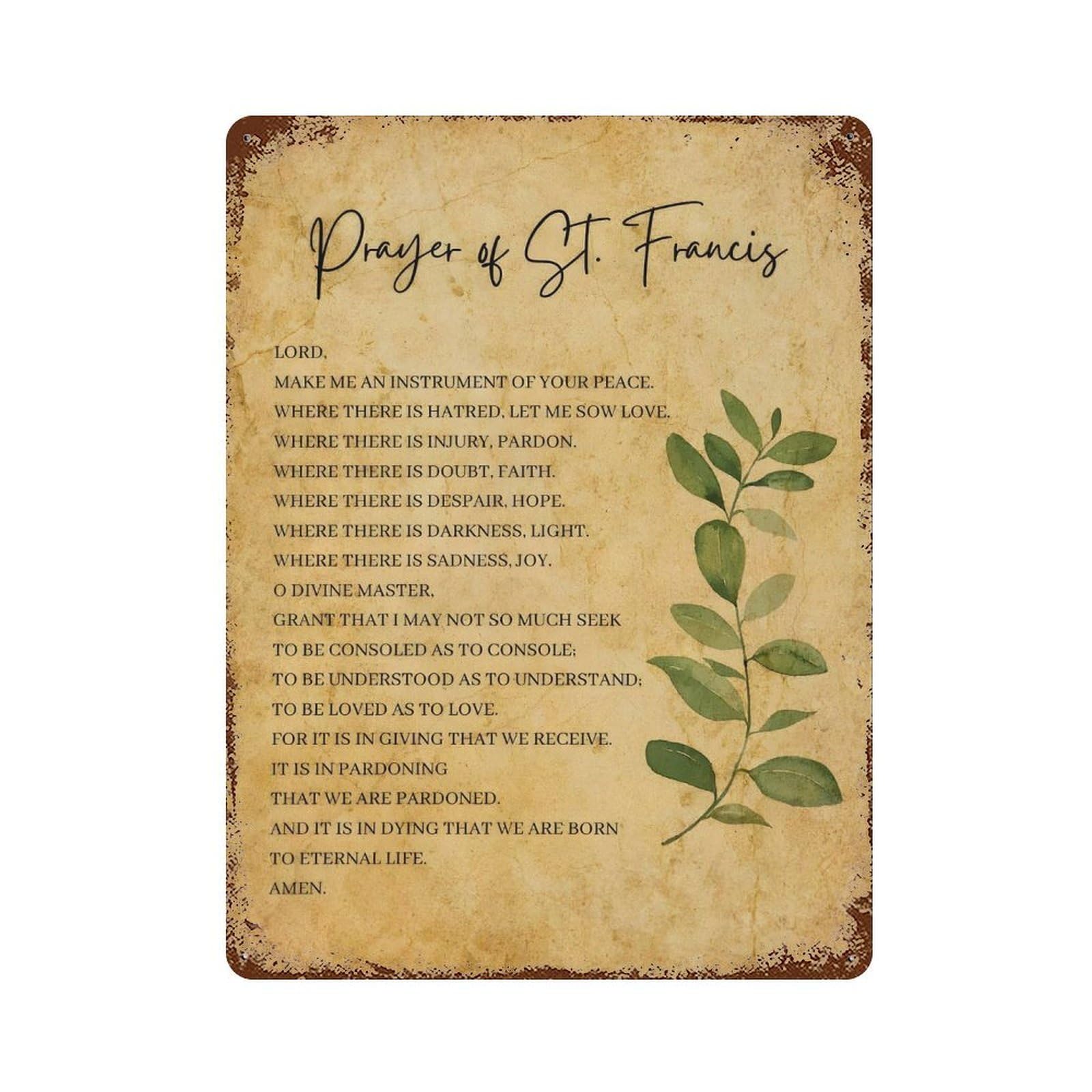 xiaoxiaoshen Bible Verse Wall Art Prayer of St Francis Wall Decor Art Metal Tin Poster Modern Home Decor Art Home Bar Shop Decorations Vintage Sign 40x30cm