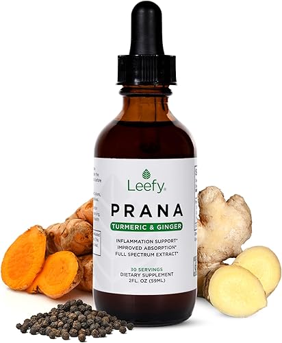 Miniatura 1 de Leefy Organics PRANA - La curcumina líquida orgánica original y extracto de jengibre con pimienta negra  Suplemento para apoyar la salud del