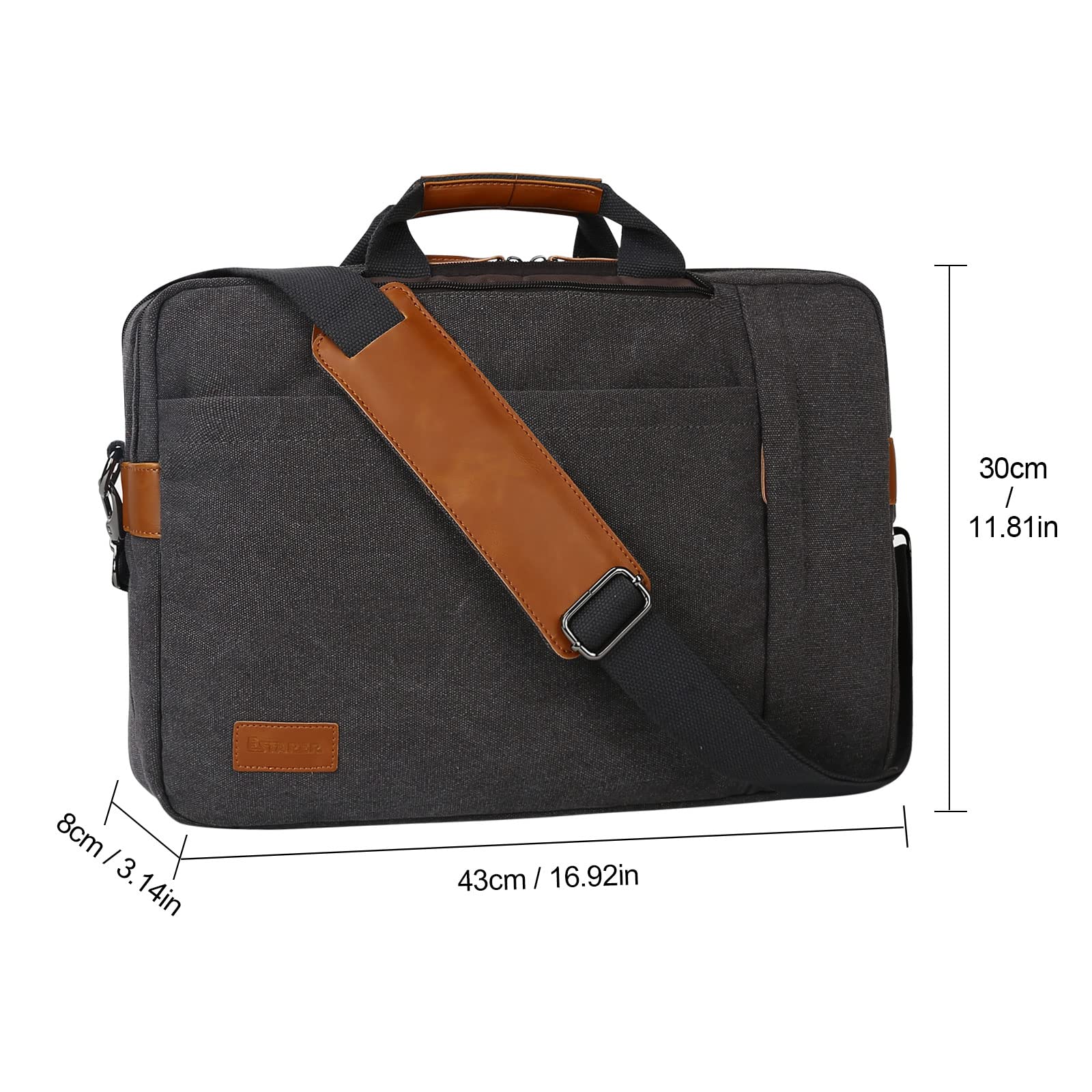 Estarer Borsa messenger convertibile per computer portatile da 17 a 17,3 pollici, da uomo, per lavoro e lavoro