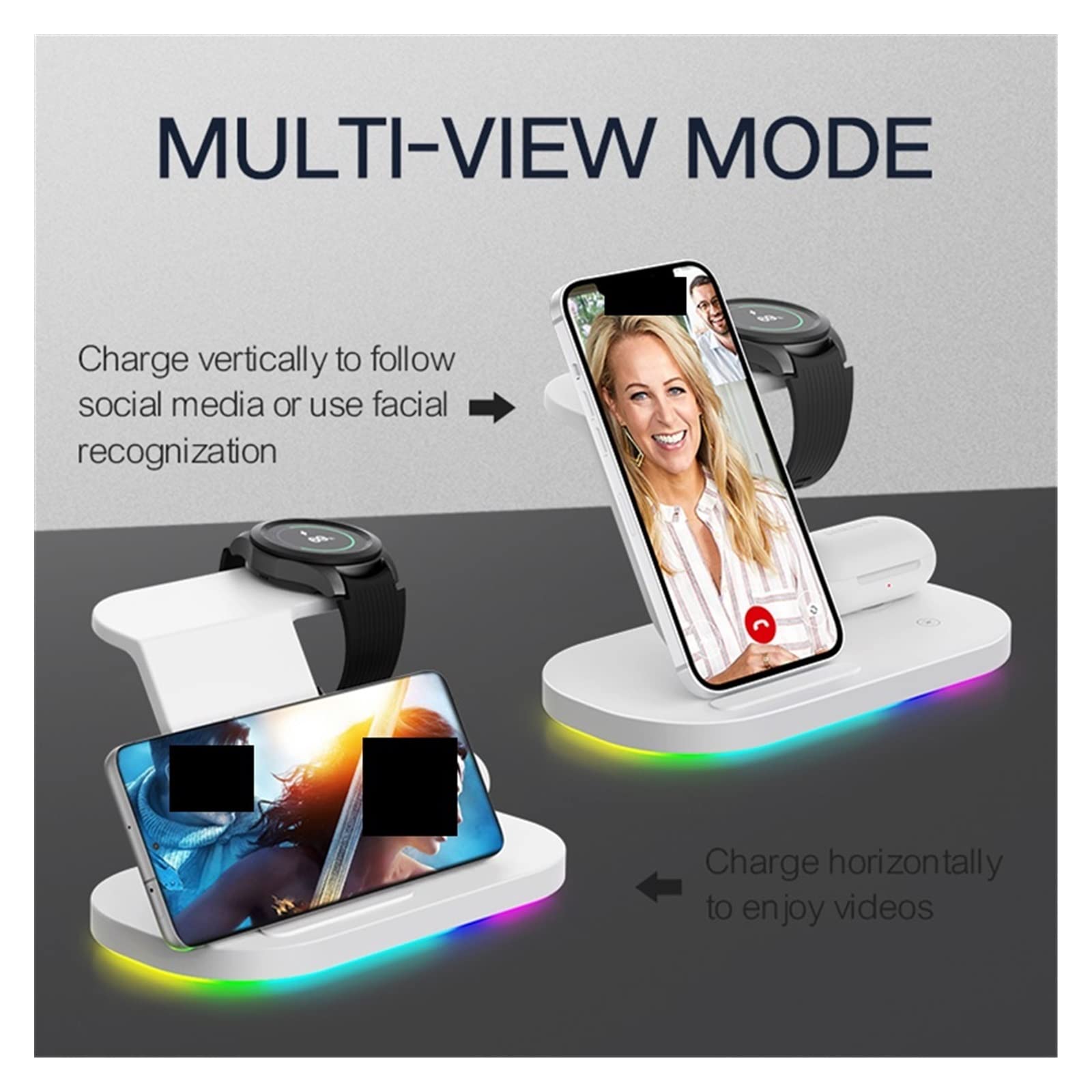 Chargeur sans Fil Les chargeurs sans Fil 15W tiennent Une Station de Charge Rapide for téléphone Intelligent, Montre for écouteurs(Style 1)