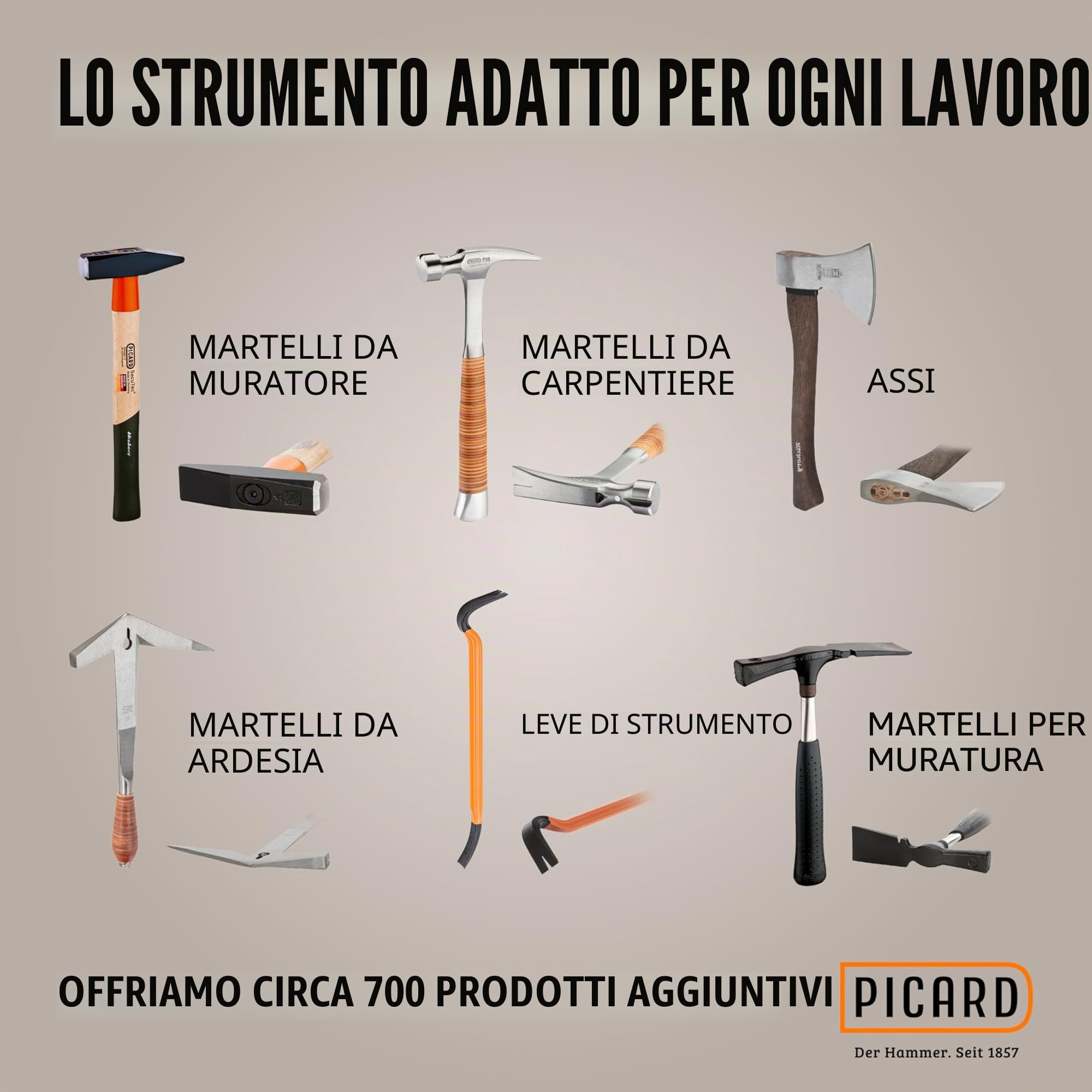 PICARD Martello da carpentiere AluTec® n. 1098 zigrinato | Martello carpentiere ibrido in alluminio e acciaio | Hammer professionale con magnete per chiodi e impugnatura ergonomica