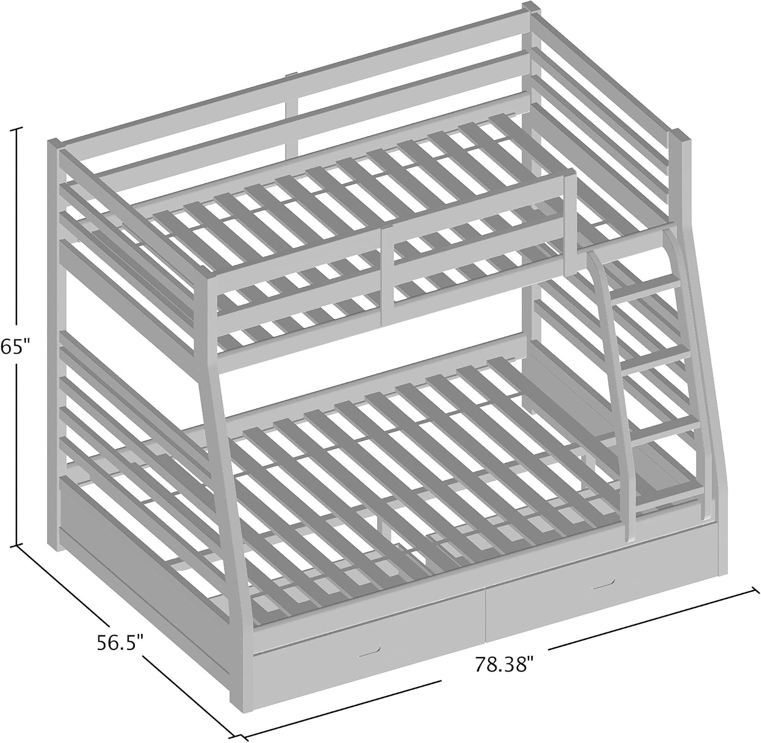 Furniture of America Tomi Wood Twin Over Full Storage Bunk Bed in White