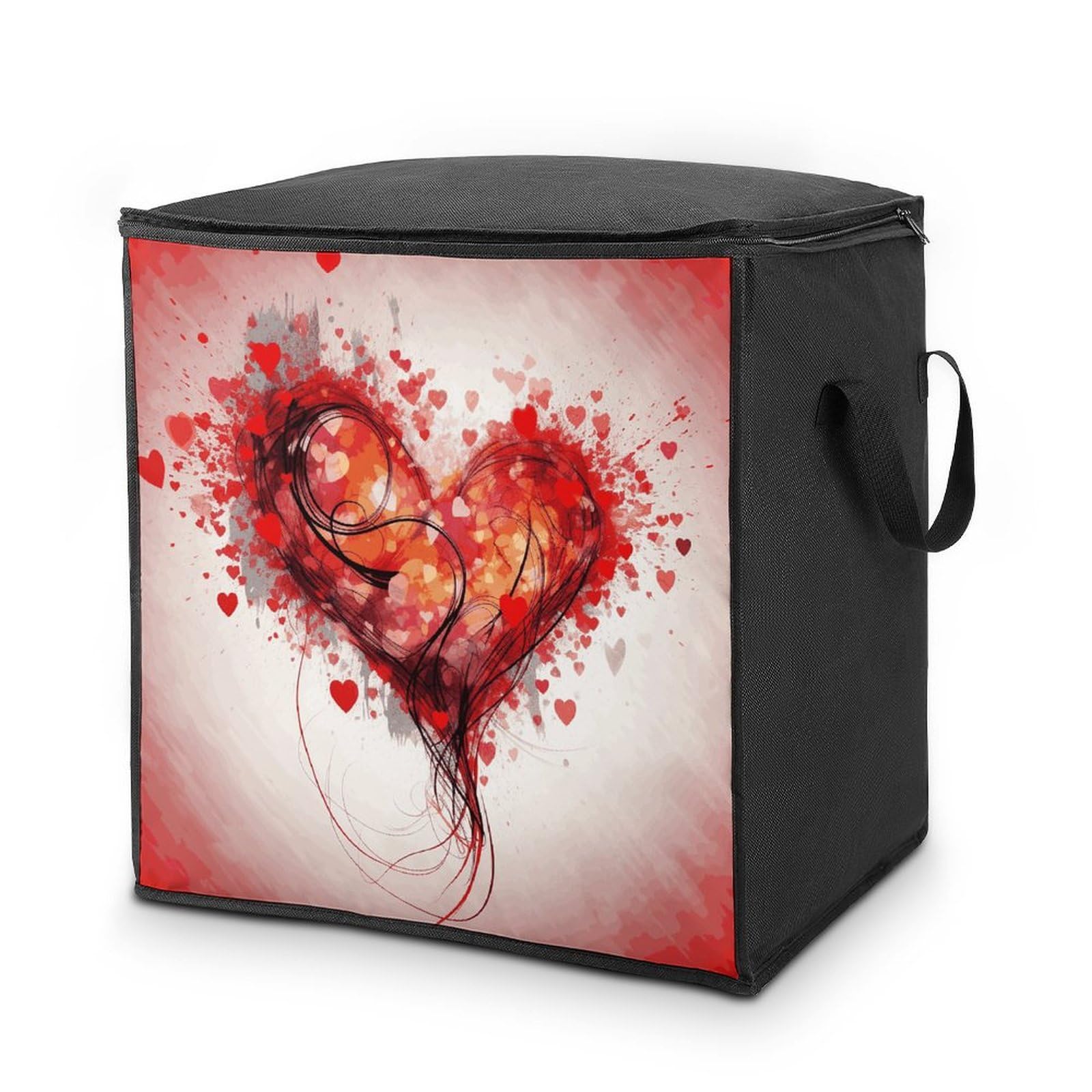 Sac de rangement pour courtepointe grand volume motif cœur abstrait
