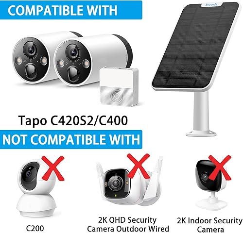 Miniatura 3 de Carga de panel solar de 4 W compatible con cámara TP-Link Tapo C420C420S1C420S2C420S4C425, con cable de carga impermeable de 13.1 pies, IP65