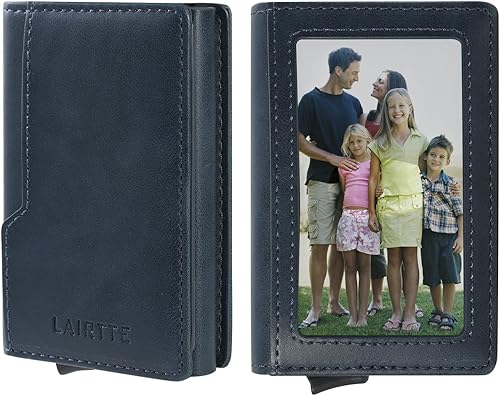 Miniatura 9 de Tarjetero para tarjetas de crédito para mujeres, carteras de cuero emergentes para hombres, delgado con bloqueo RFID, pasaporte y tarjetero de