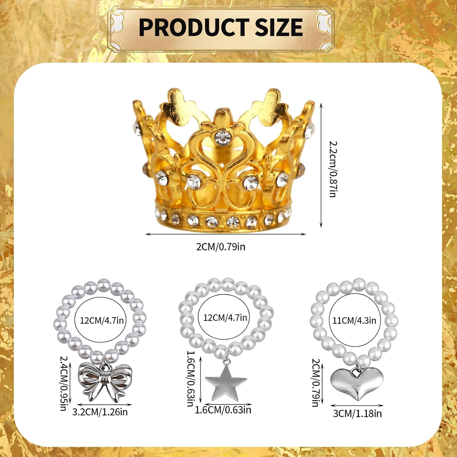 3 Sets 7 inch Mini Desk Goose Outfits, Crown & Pearl Necklace Cute Desk Goose Accessories for Magnetic Geese Key Holder Office Home Decor Funny Gift