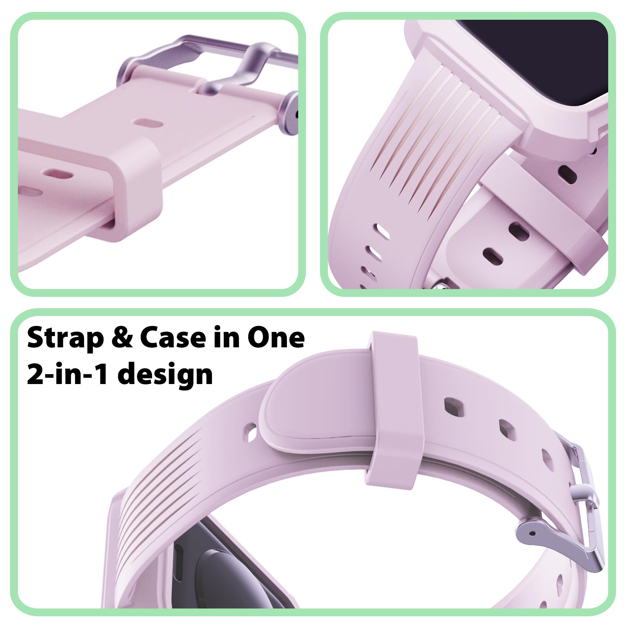 Bands Compatible with Apple Watch 42mm 44mm 45mm Series 9 8 7 6 5 4 3 2 1 SE SE2 Replacement Strap for iWatch Sports Bands with Case Men Women (Pink)