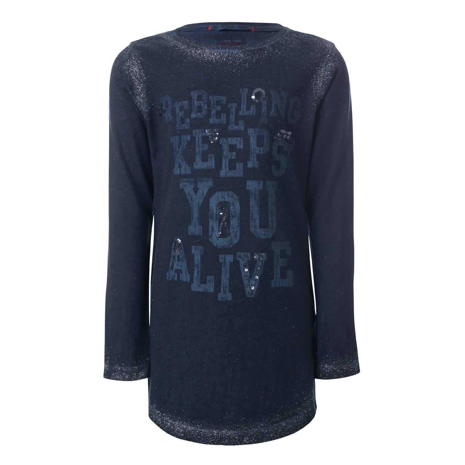 Blue Rebel Mädchen Langarmshirt mit Glitzer 7246003 (146/152, ink)