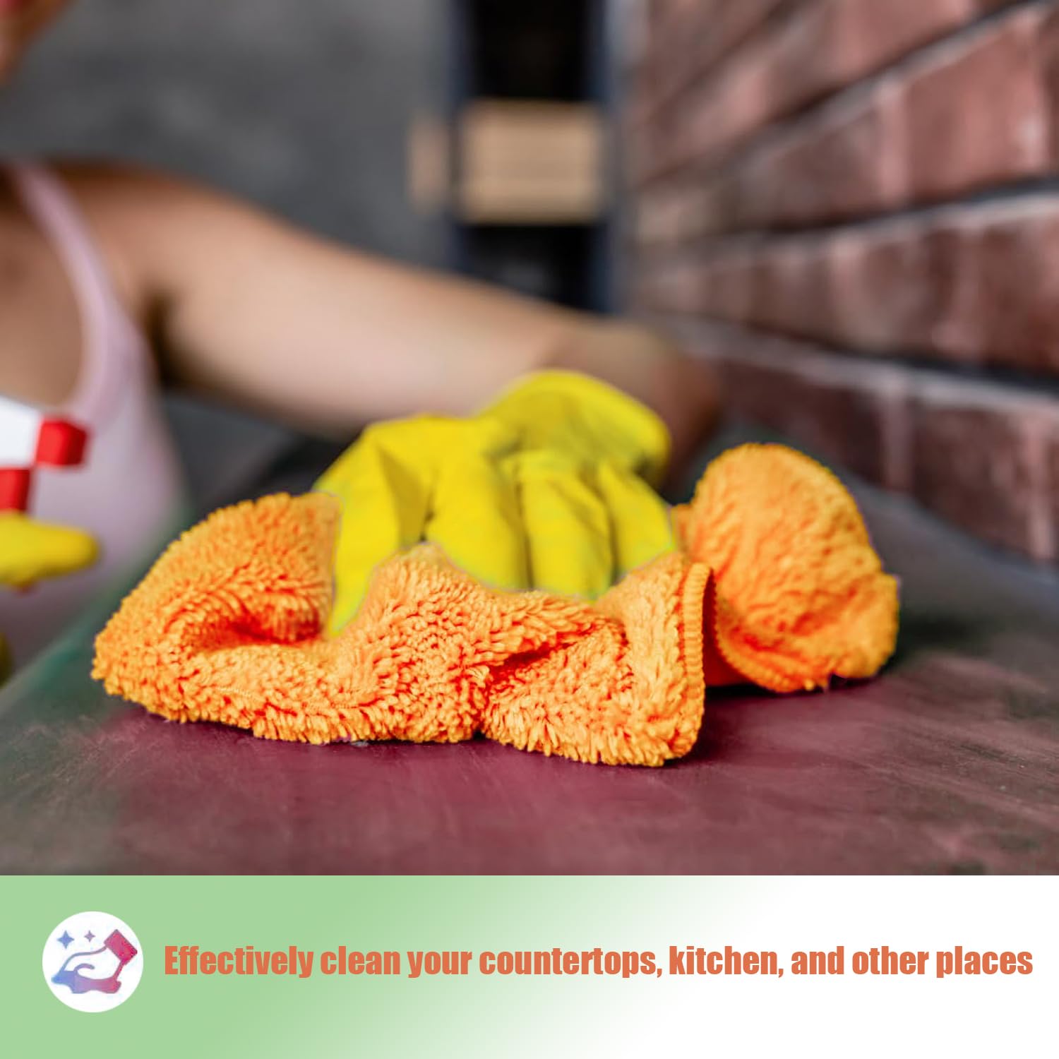HIDMD Microfibre Cleaning Cloth, Microfiber Reusable Dish Cloths Kitchen Towels, Pack of 10 Orange 30cm x 30cm - Image 3