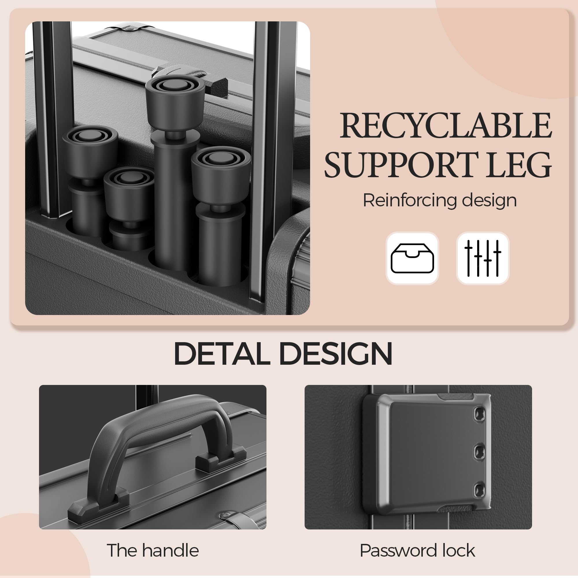 Valise de Maquillage à roulettes en Aluminium, Grand Miroir avec 6 Ampoules, Organisation de Cosmétiques avec Serrure à Code, Station Mallette Maquillage Pliable pour Voyage et Studio Professionnel