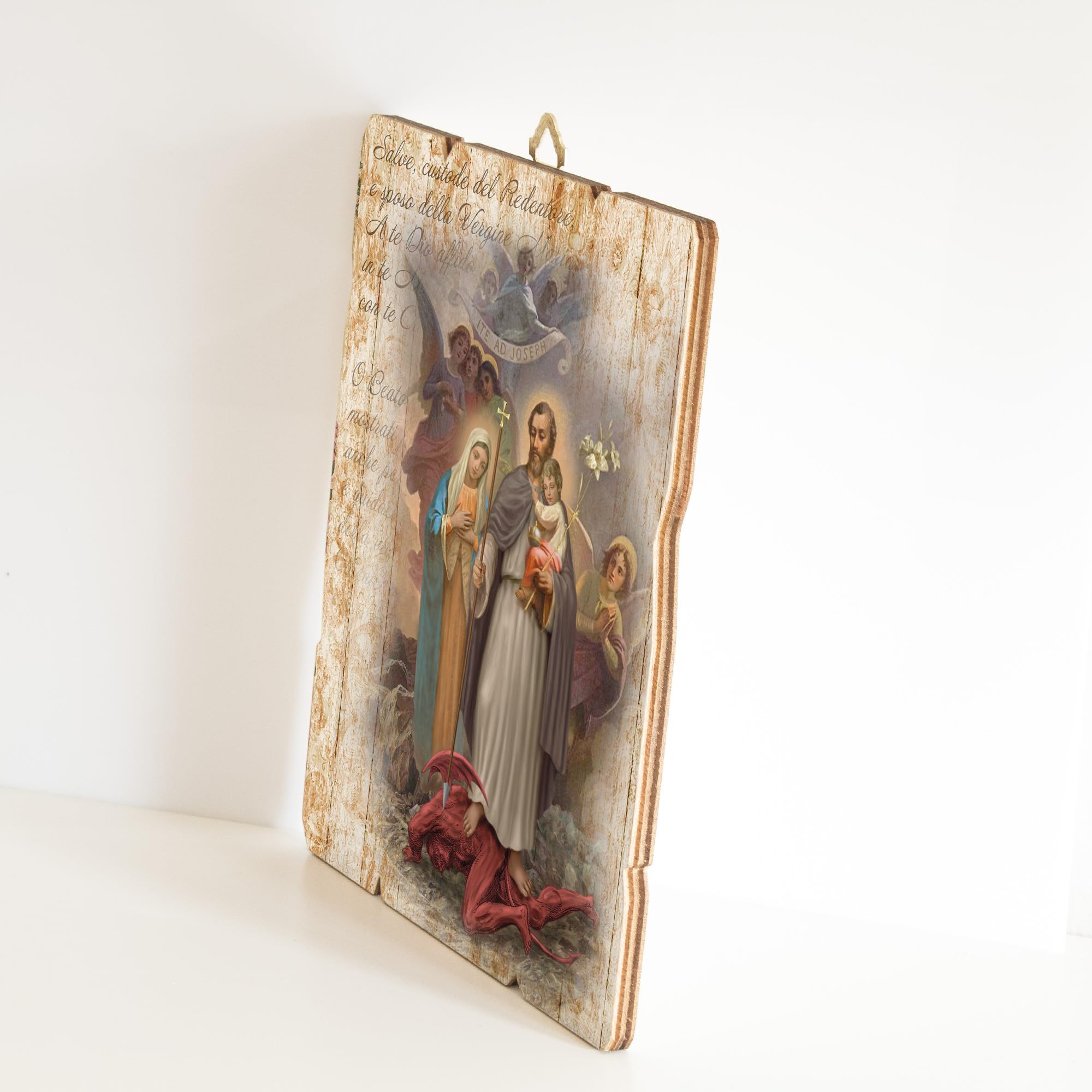 Toile Sainte Famille Frères Bonella 20x25cm - Icône Religieuse - Made In Italy - Déco Murale