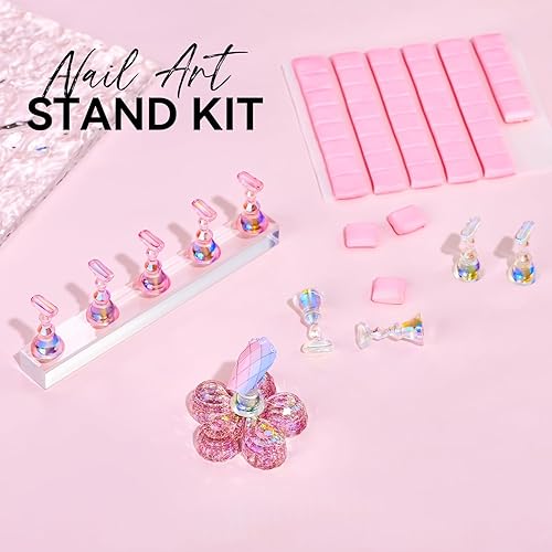 Miniatura 2 de Makartt Soporte de uñas para uñas a presión para exhibición de uñas, práctica de pintura, soporte magnético de uñas falsas para pintar uñas, soporte