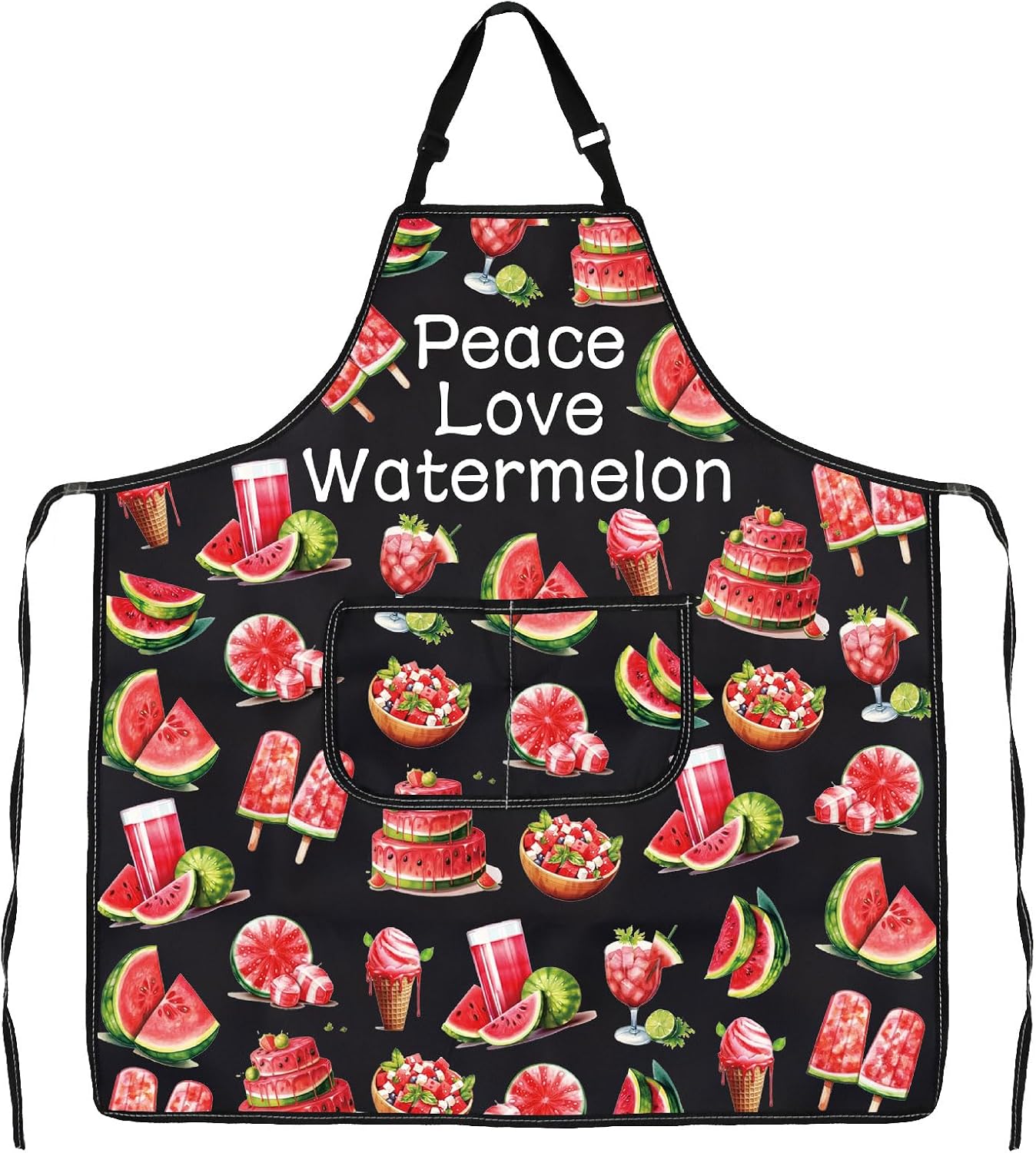 JXGZSO Watermelon Fruit Kitchen Apron Peace Love Watermelon Apron With Pockets Watermelon Party Gift For Fruit Lover image 4