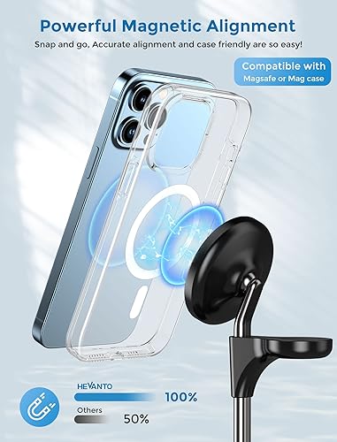 Miniatura 6 de Hevanto Soporte cargador 3 en 1 Mag-Safe para iPhone, AirPods y Apple Watch, paquete de 2 (negro y rosa pálido)