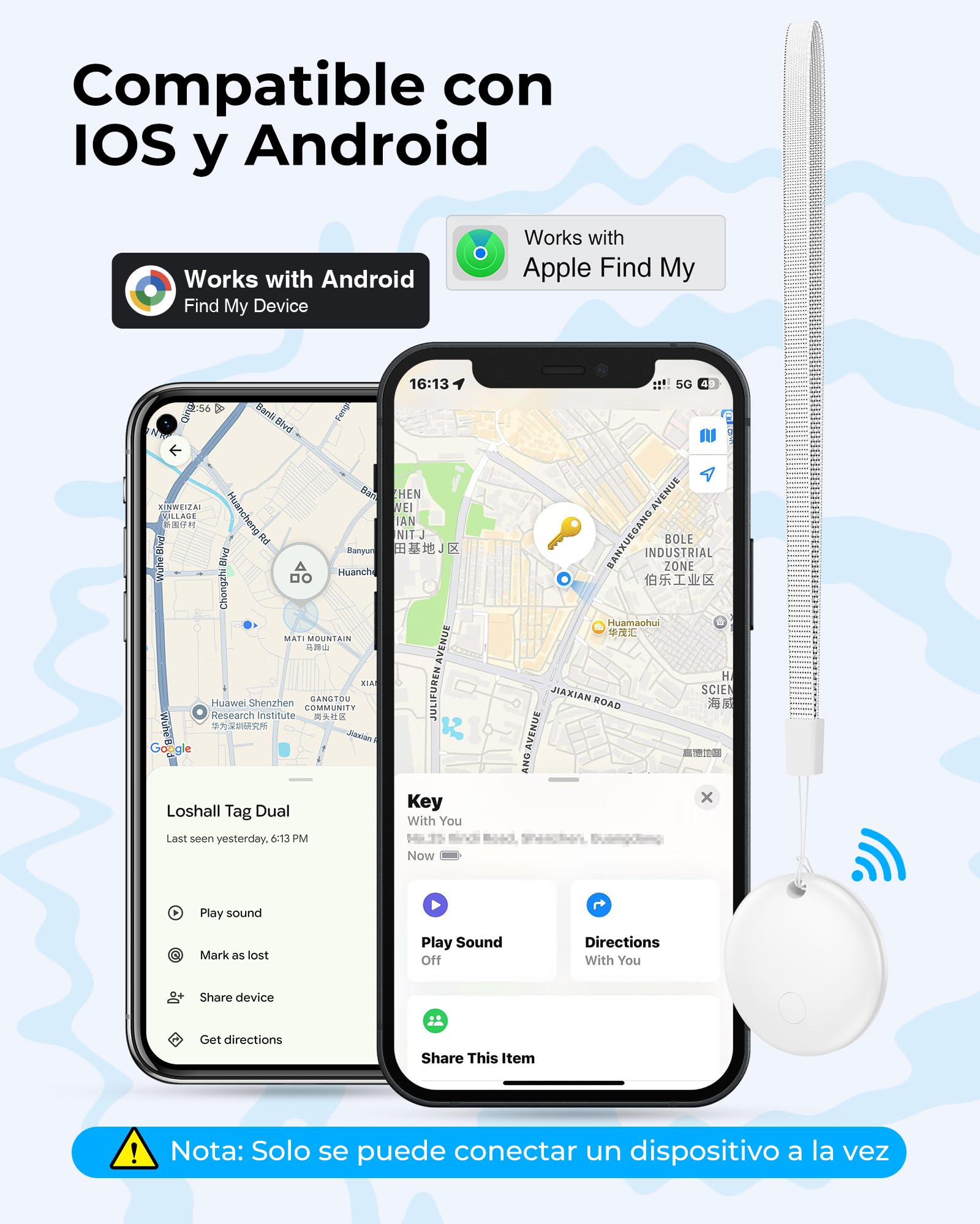 Android Smart Tag Blanco 4 Pack - GPS Tracker Funciona con Google Find My (Sólo Android),Encuentra Teléfono y Llaves, Impermeable IP68, Carteras y Maletas,Niños Batería Reemplazable