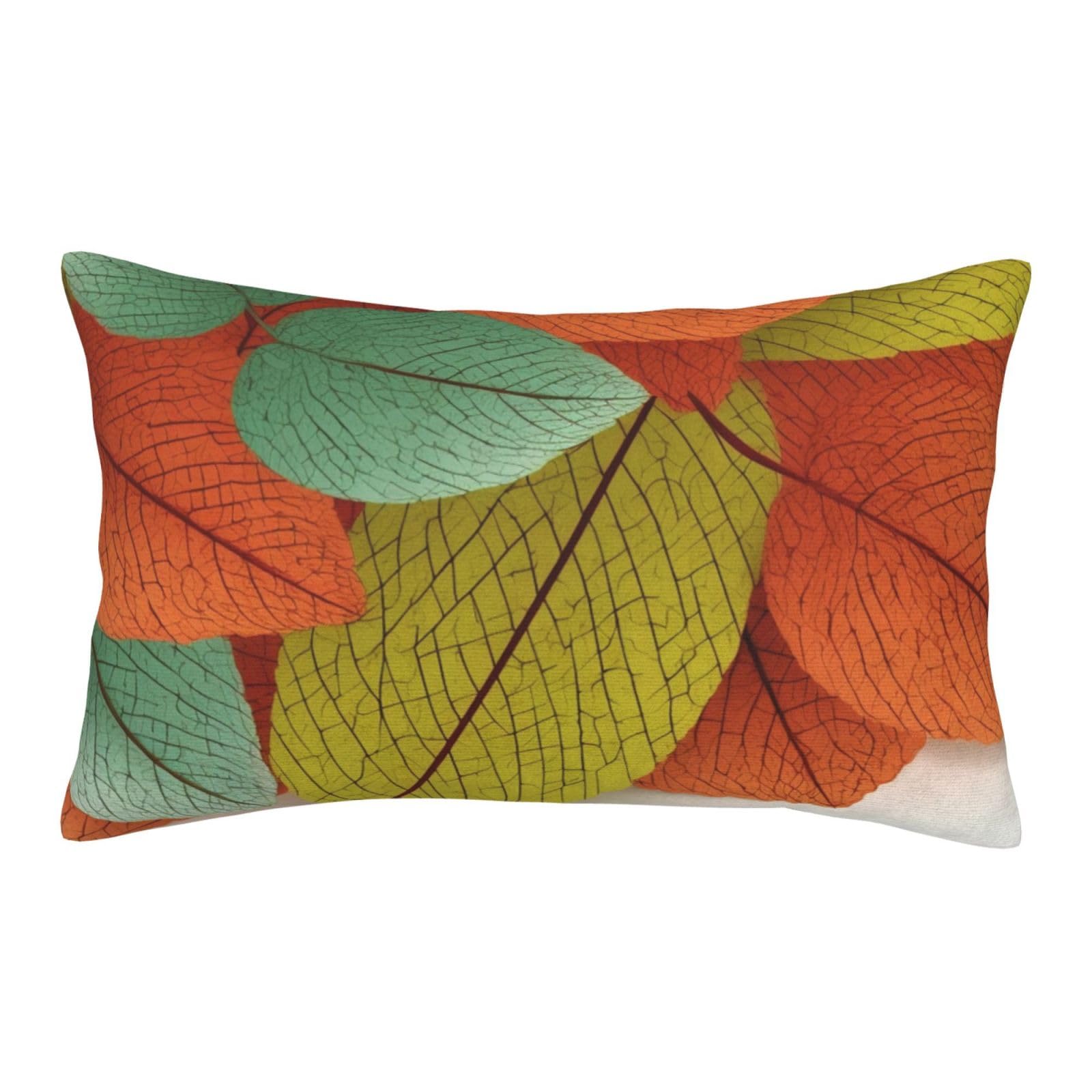 Velvet Pillowcases 16"x24" Ultra Soft Breathable Pillow Cases, Luxury Fuzzy Throw Pillow Covers with Zipper, Leaves Pillow Shams All Seasons Decorative Cushion Cases for Couch