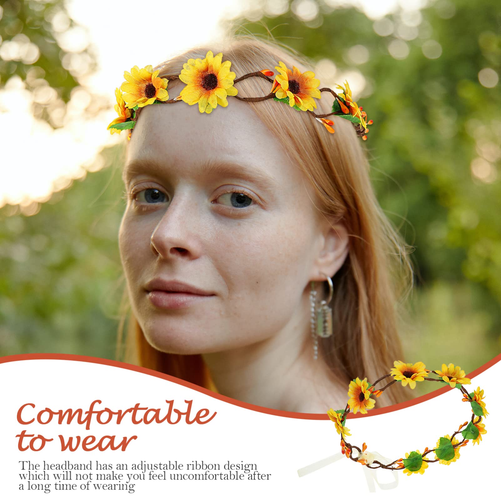 minkissy 8pezzi Fasce Floreali Per Ragazze Corone Di Girasole Artificiale Accessori Eleganti Per Foto e Occasioni Speciali Design Bohemien Adatte Per Uso Quotidiano e Feste Spiaggia