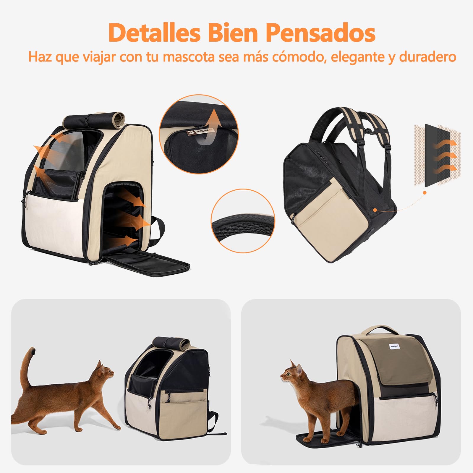 Galatée Mochila para Mascotas Fabricada En Tela Oxford y Nailon, Espaciosa y Transpirable, Impermeable y Resistente a Los Arañazos, con Forma 3D para Evitar Que Se Deforme, Plegable (Marrón)