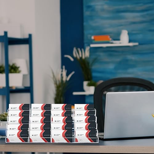 Miniatura 7 de Geetery Soporte para tarjetas de visita de acrílico con 20 ranuras para escritorio, soporte vertical de plástico transparente para múltiples