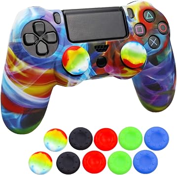Ps4 Controller Skin Anti-Slip Shell Cover Case with 10 Joystick Grip Silicone Cover Stickers for Playstation 4 Controller PS4 Controller #15