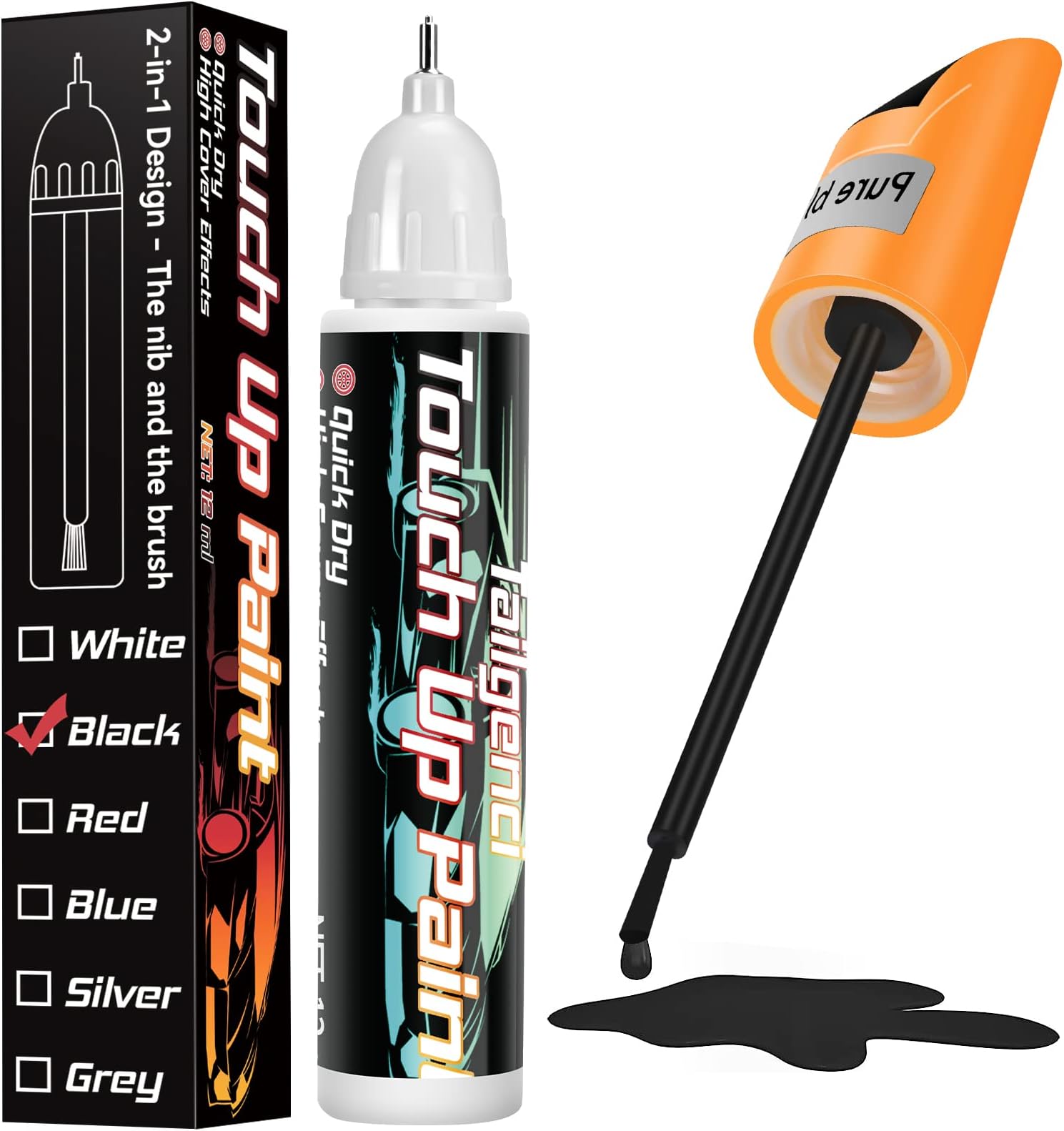 Nissan OEM TouchUp Paint + Clear Coat SUPER BLACK Color