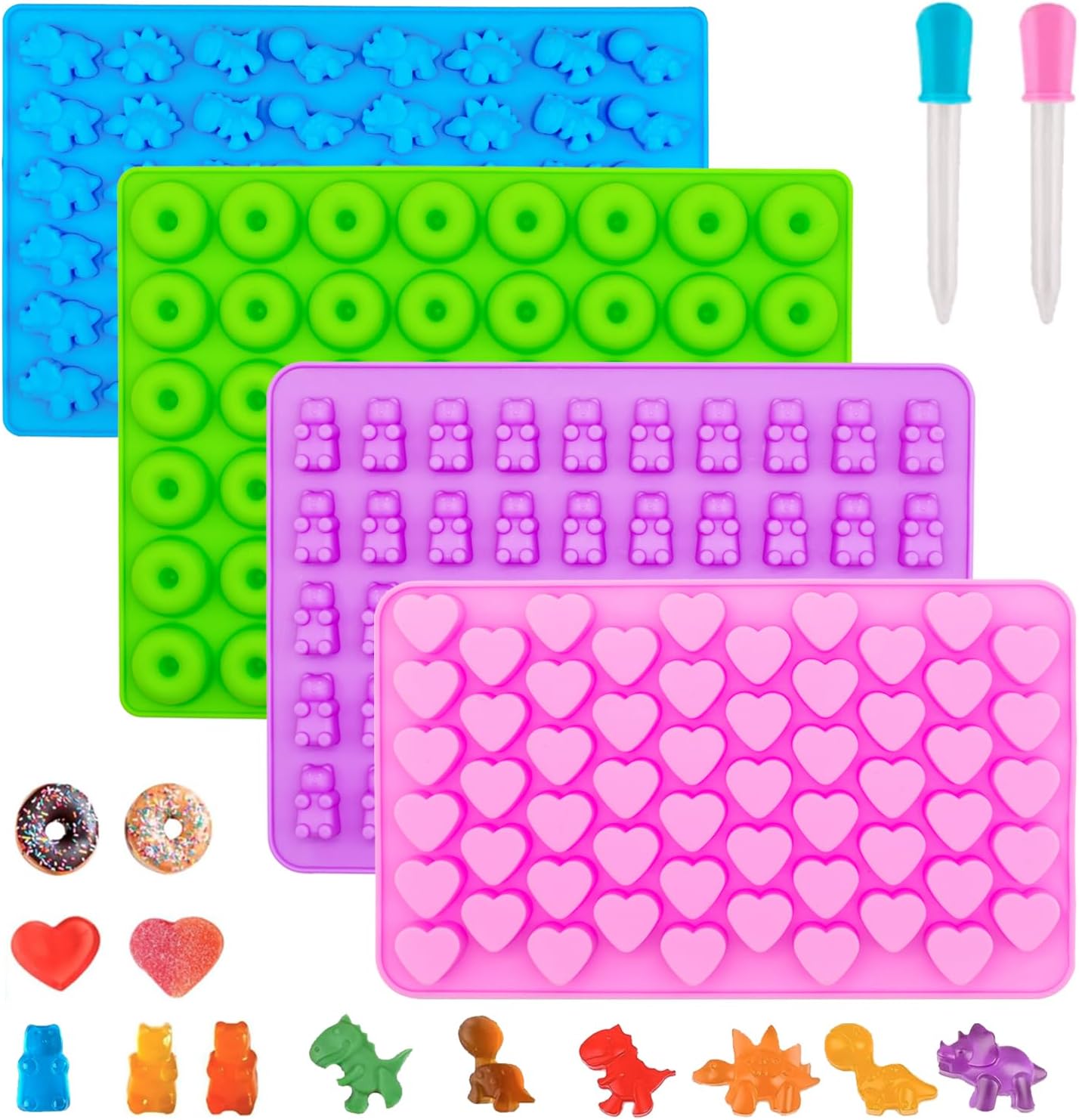 Amazon.com: HKUCFTT Gummy Candy Molds, Gummy Bear Mold Silicone with 2 ...