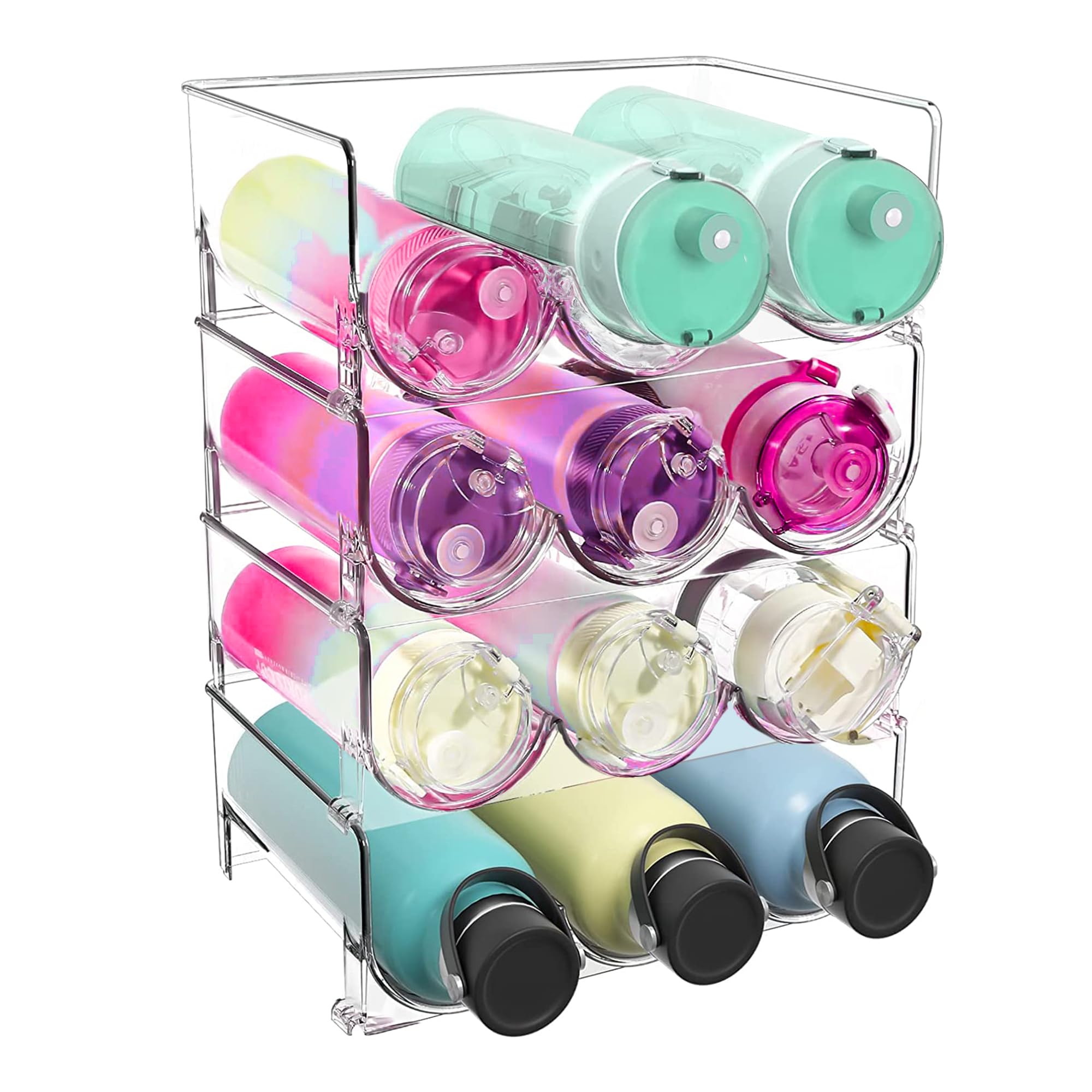 Stapelbare Wasserflaschenhalter aus Kunststoff, Wein- und Wasserflaschen-Organizer, Schrank, Organisationsregal, Küche, Speisekammer, Kühlschrank, Aufbewahrungsbehälter