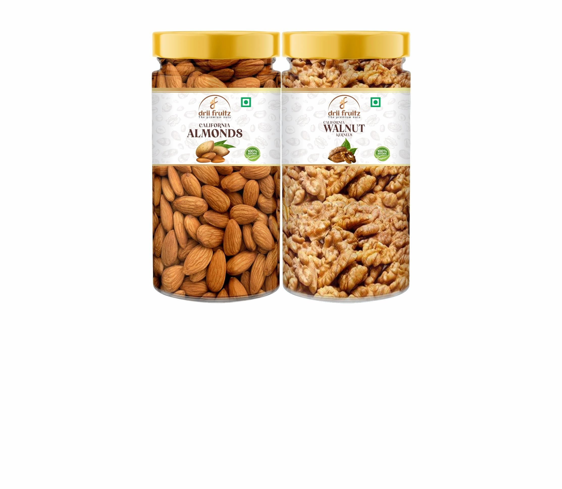 DRII FRUITZ Premium Dry Fruits Combo Pack, Almonds & Walnut 150g Each, Nutritious & Delicious Natural Dried Fruits | Badam & Akhrot Combo Pack (Total 300gm) (B0CV7WFML9) Amazon Price History, Amazon Price Tracker