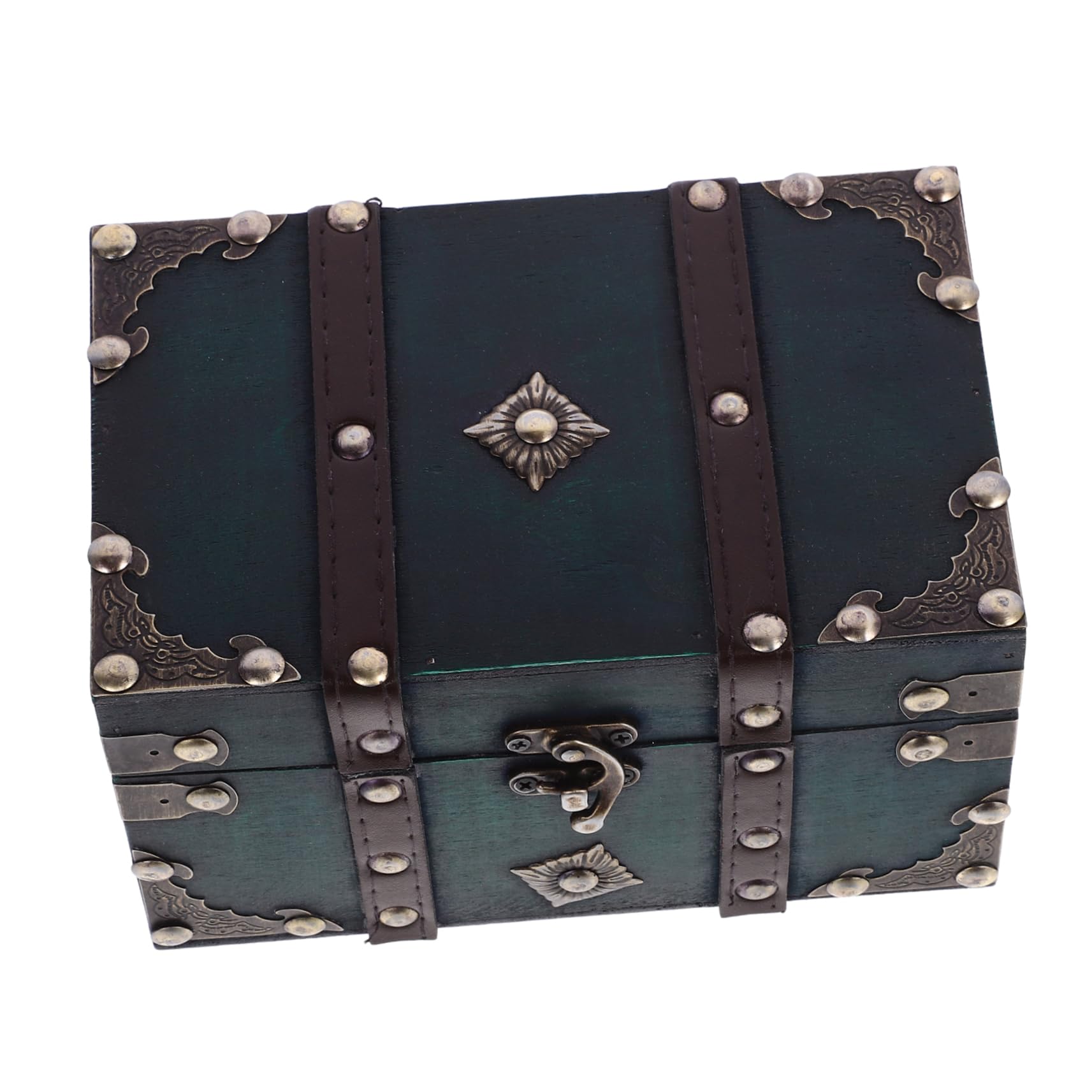 PRETYZOOM Retro Wooden Treasure Chest Jewelry Box Vintage Storage Box for Decor Storage