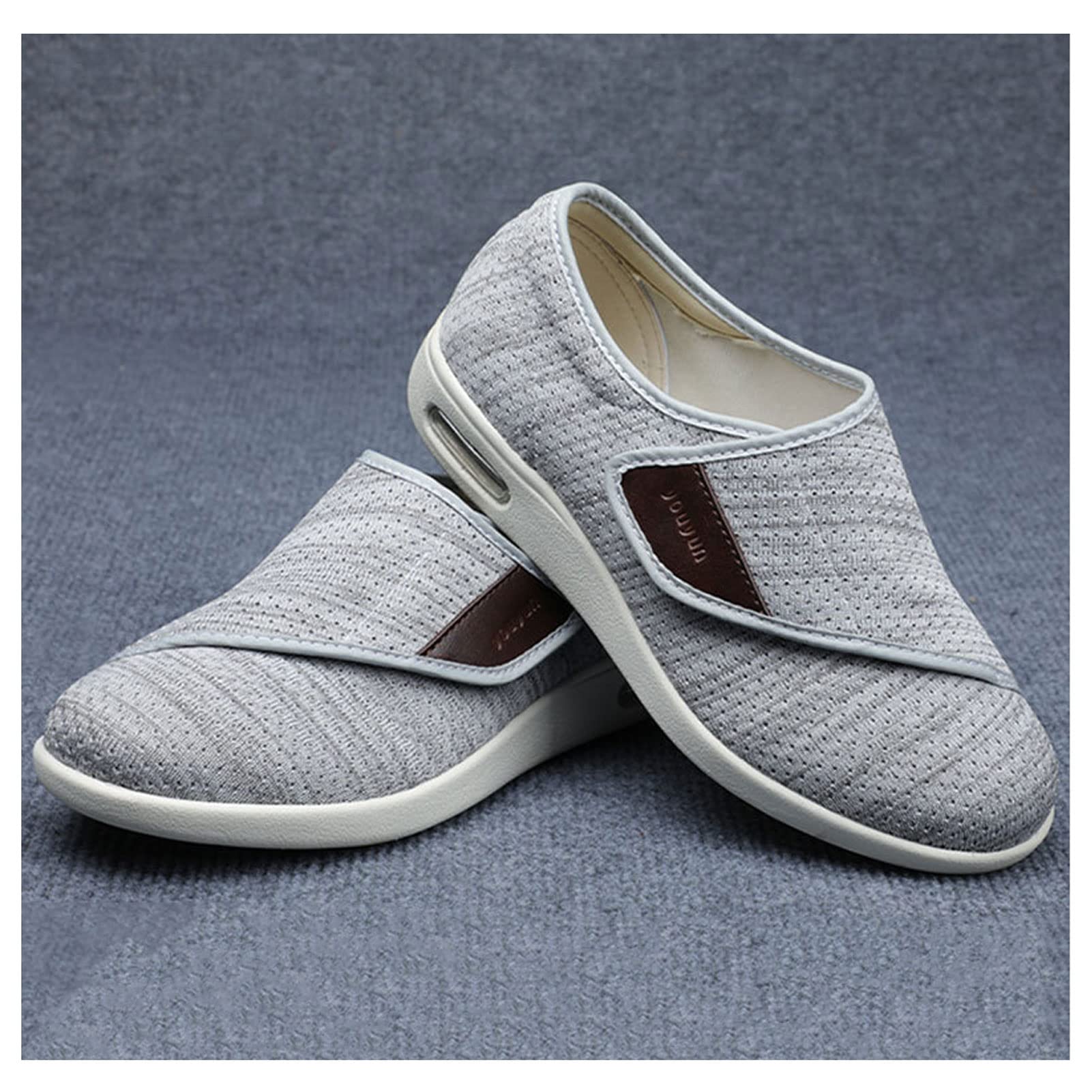 Buty dla Kobiet z Cukrzycą Bardzo Szeroka Szerokość z Rzepem, Regulowane Buty do Chodzenia z Opuchniętymi Stopami, Ortopedyczne Zapalenie Stawów Obrzęk Kapcie(Size:39,Color:Jasnoszary)
