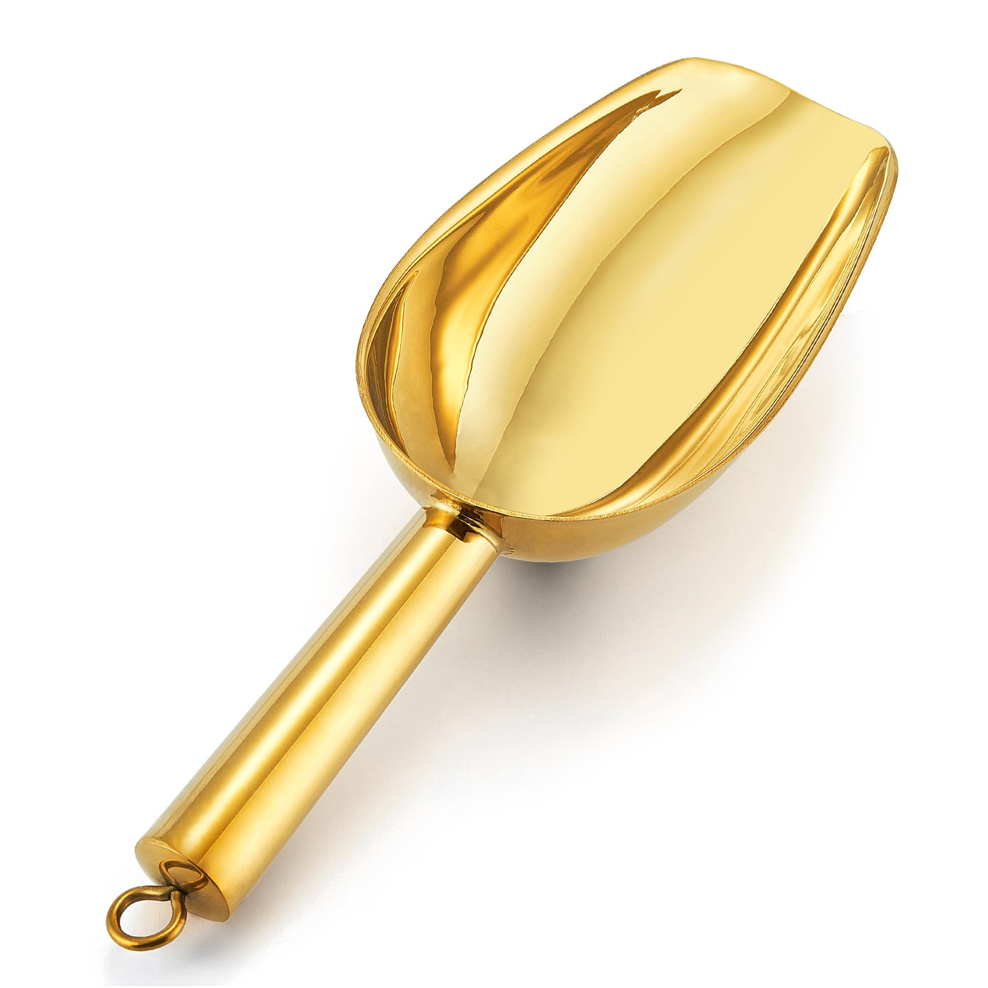 E-far Gold Stainless Steel Scoop 6 Ounce, Utility Metal Ice Scooper for Kitchen Freezer Bar Wedding Party, Multipurpose Small Scoop for Sugar/Flour/