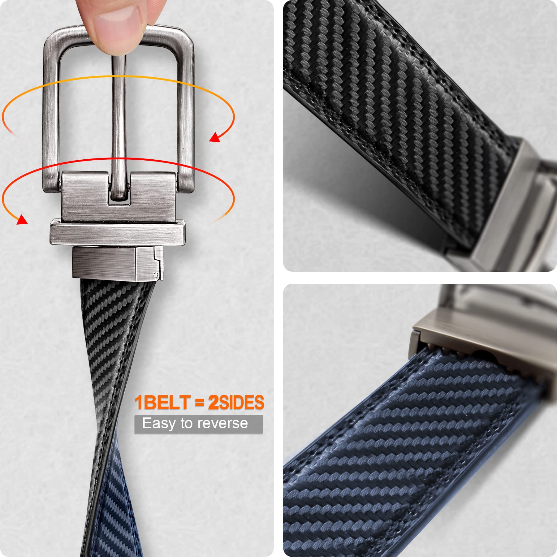 BULLIANT Cintura Uomo, Cintura Reversibile di Pelle 31mm Confezione Regalo,Dimensioni Regolabili