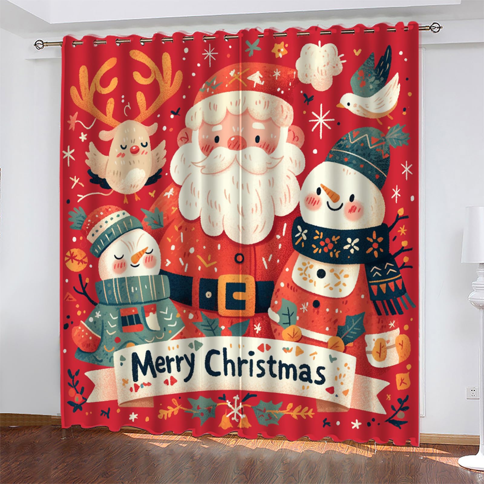 Vorhänge Rotblaue Blätter Vorhang Blickdicht Polyester Gardinen mit ösen Thermovorhang 2er Pack Curtains Living Room Schlafzimmer Waschbar Verdunkelungsvorhang (2x110x215 cm)