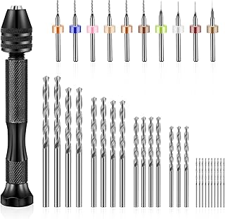 36 Pieces Hand Drill Bits Set, Pin Vise Hand Drill Mini Micro Drill and Twist Drills Precision Hand Mini Drill Bits Set for Resin Polymer Clay Craft Model Jewelry Making