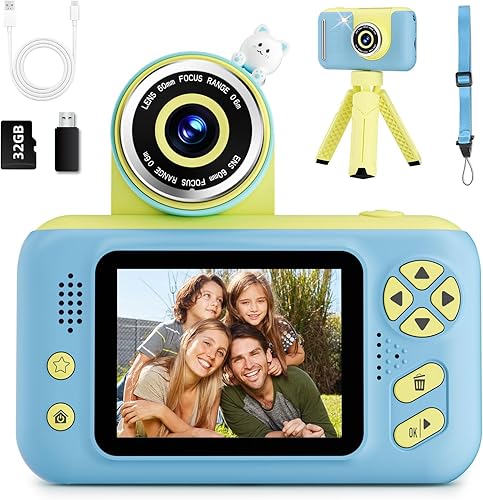 Miniatura 10 de Cámara para niños para niñas de 3, 4, 5, 6, 7, 8, 9 años, cámara selfie de video HD 1080P con tarjeta SD de 32G, juguetes de cámara digital para Rosa