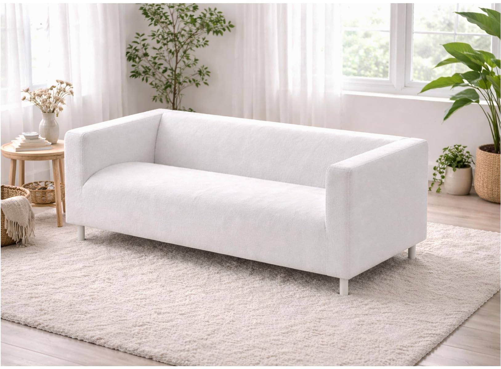 The Klippan Loveseat Cover Replacement is Custom Made for IKEA Klippan Loveseat Slipcover, A Sofa Cover Replacement (Polyester White)